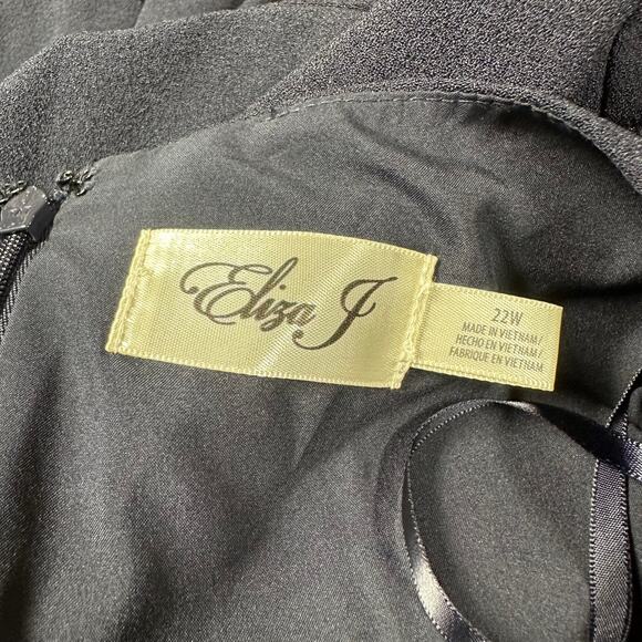 Eliza J NWT Bubble Sleeve Crepe Jumpsuit Navy Size 22W Straight Leg Pleated - Picture 4 of 9